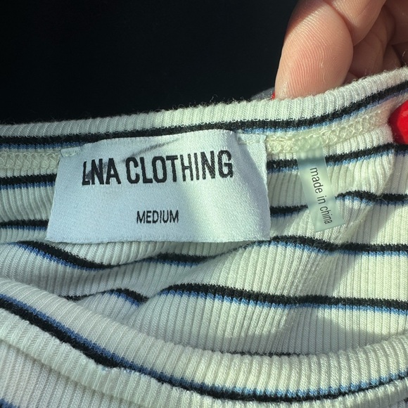 LNA CLOTHING Striped Ribbed Knit Short Sleeve Top Size Medium - Picture 4 of 5